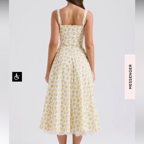 House of CB Rosalee Vintage Floral Print Cotton Bustier Midi Dress - Picture 4 of 9